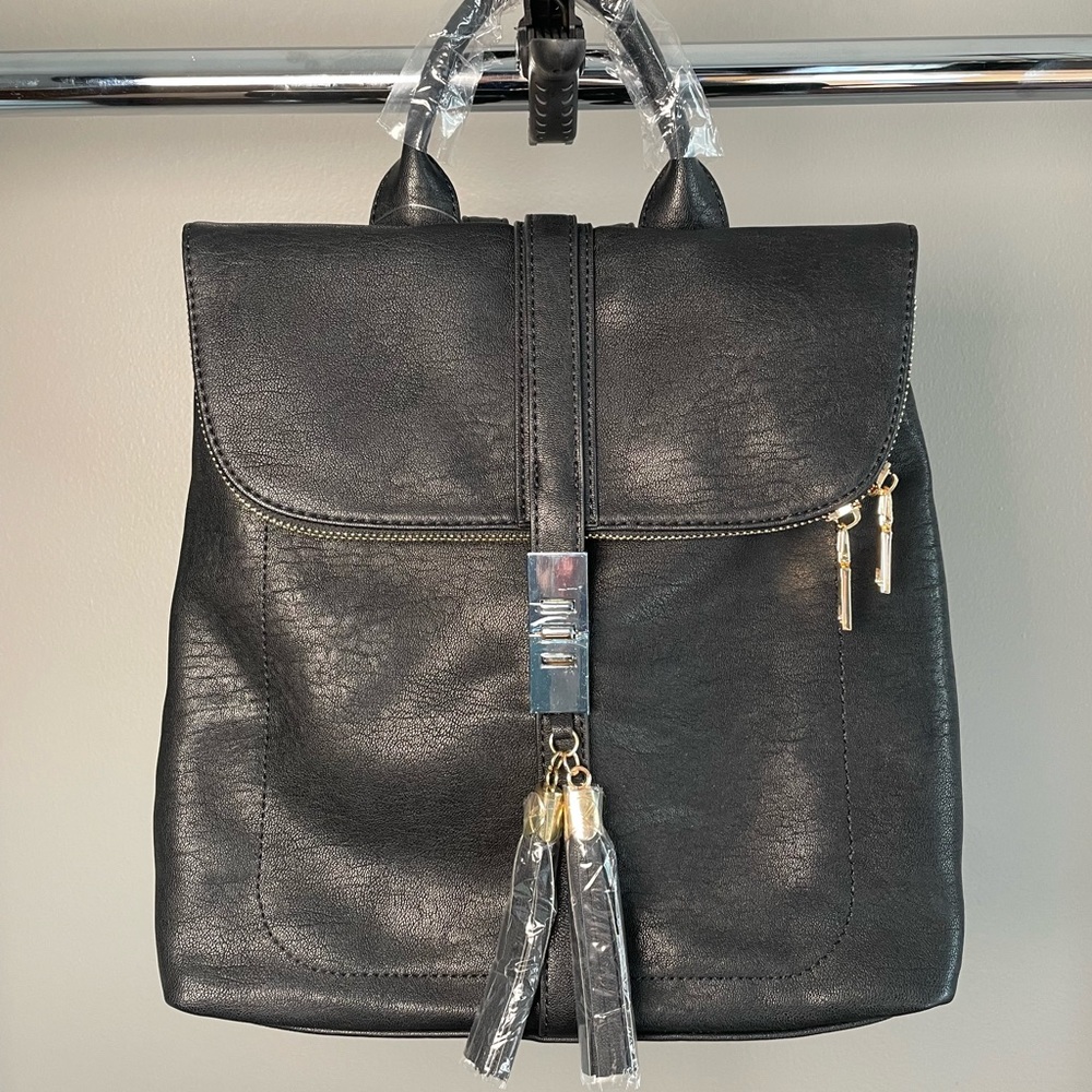 Francesca’s Black Tassel Lock Backpack